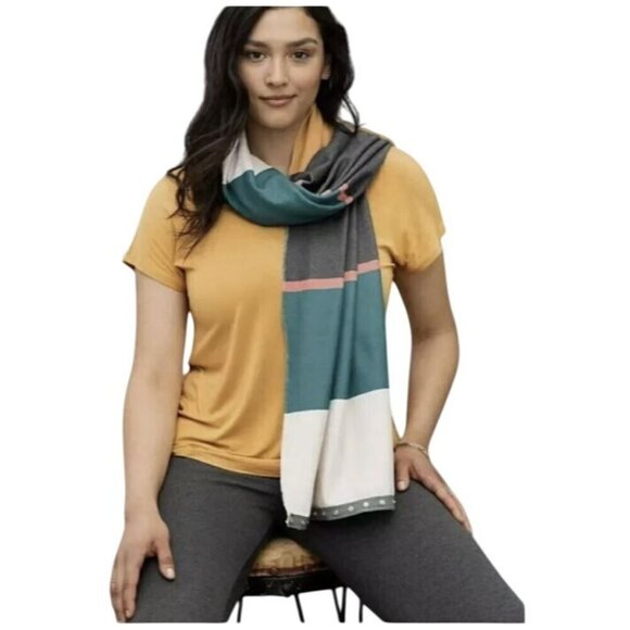 NWT Matilda Jane LYNDON Snap‎ to Infinity Scarf Fleece Lined Color Block Stripe - Picture 1 of 8